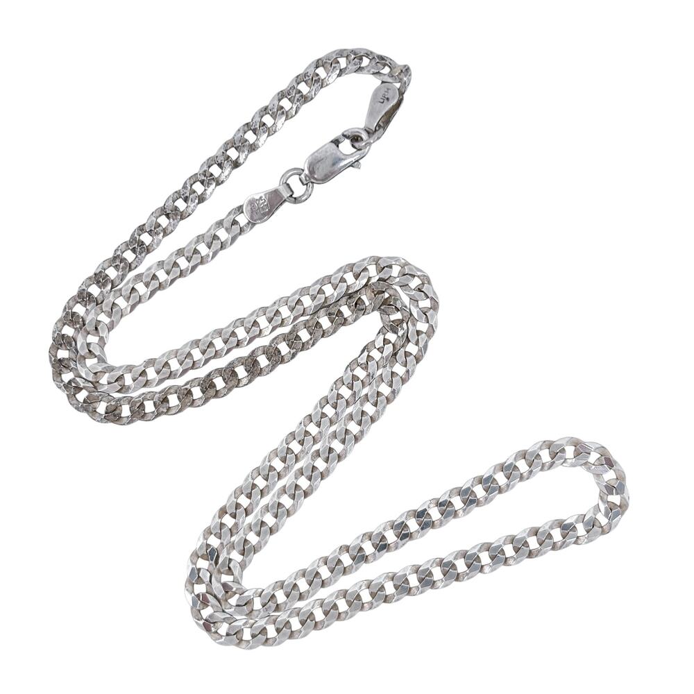 Estate Italy Sterling Silver 925 3.6mm Rambo Link Chain Necklace 16.25"